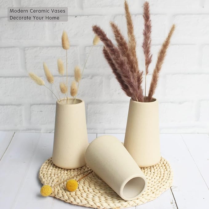 YANLING 6 Pack Light Yellow Ceramic Vase - Image 2