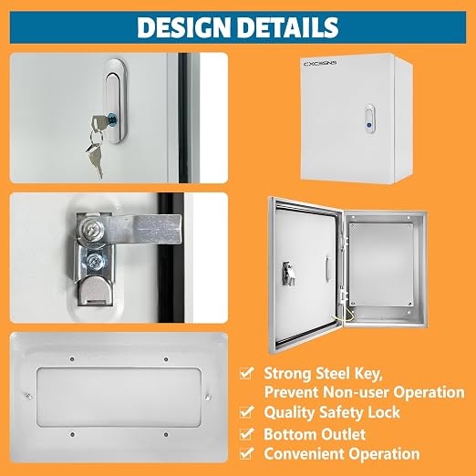 Electrical Junction Box 24x16x12, NEMA 4X IP66 Steel Enclosure Box | 1.5mm steel - Image 5