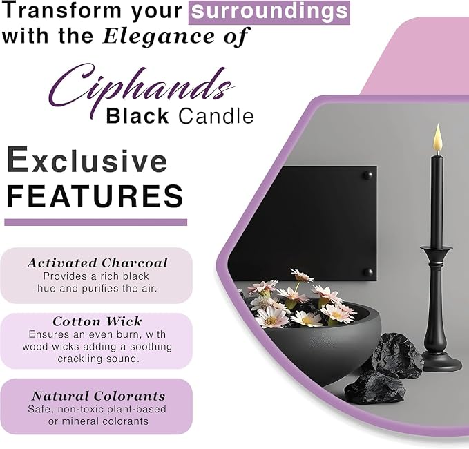 Howemon Spell Chime Candles 40 pcs Black Candles, Wiccan Altar, Magic Tools - Image 4