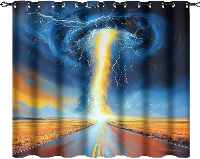 Gothic Tornado Clouds Road Blackout Curtains by StyleYourHomeLoveYourSpace
