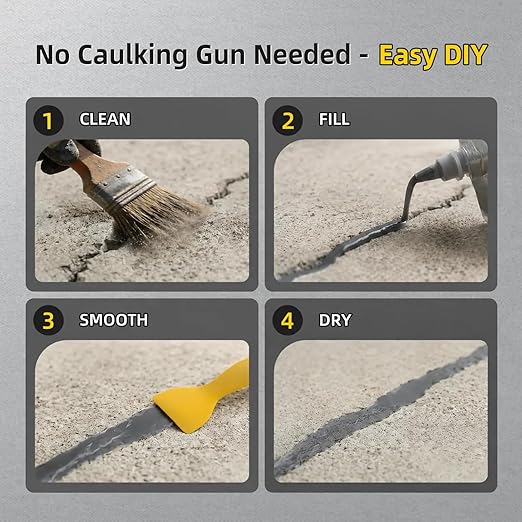 TQRR Pack of 4 Self Leveling Concrete Crack Filler, Cement Crack Repair | - Image 4