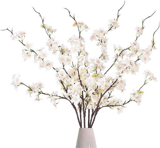 INXUGAO Artificial Cherry Blossom Branches Decor 6 PCS Fake Flowers Indoor | - Image 9