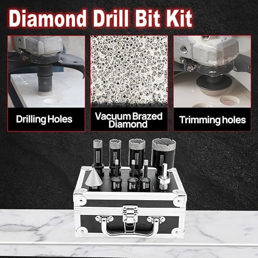 Diamond Core Drill Bits Set 9-Pack, DT-DIATOOL Diamond Tile Hole Saw Kit - Image 3