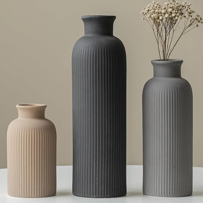 Modern Ceramic Vase Set, 3-Piece Decorative Vases by Vaurcesavase