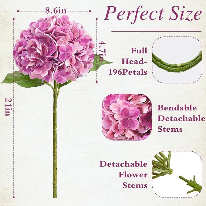 Pink Rose Red Hydrangea Artificial Flowers, Faux Hydrangea Flowers Outdoors - Image 4