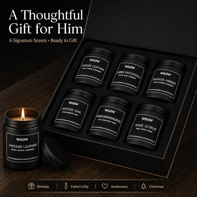 6 Pack Candles for Home Scented Aromatherapy Candles Gifts Set for Mens - Image 7