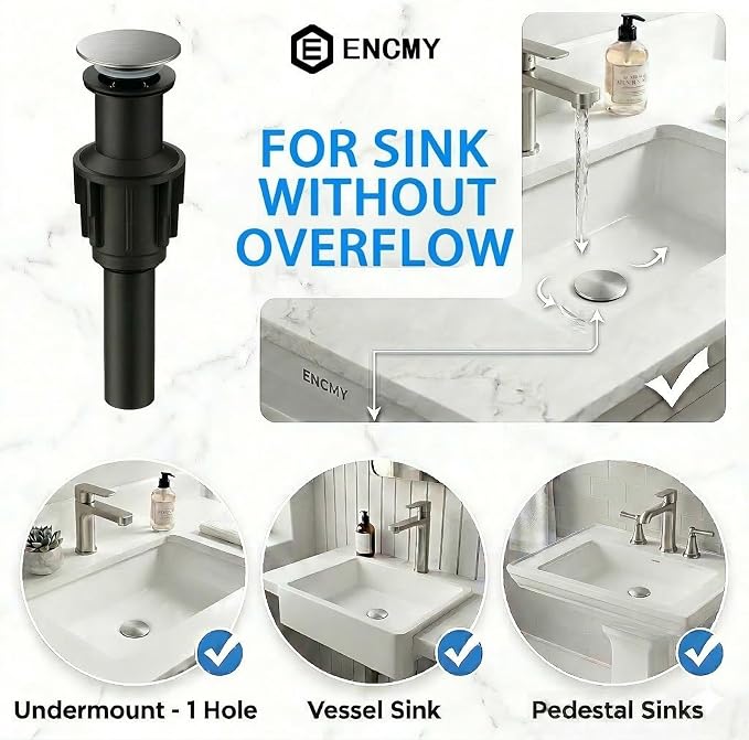 bathroom sink drain pipe without overflow - Image 7