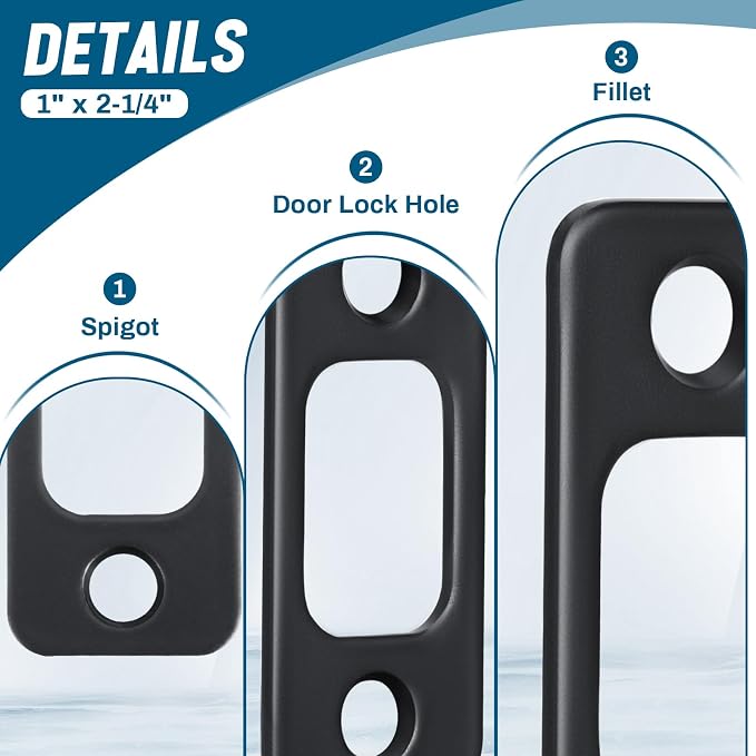 Blulu 8 Pcs 1" x 2-1/4" Door Deadbolt Strike Plate - Image 4