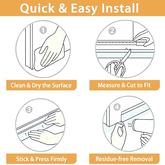 Strong Adhesive Door Sweep for Bottom of Door, Blocks Draft/Dust | 78'' - Image 6