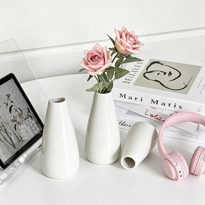 Modern White Ceramic Vase Set of 16 - Image 3