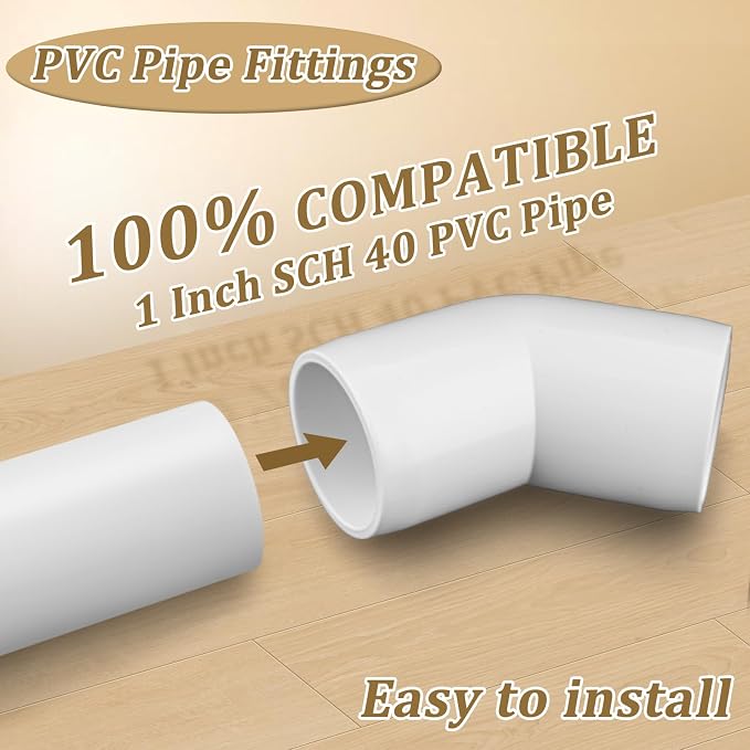 12-Pack 1" PVC Fittings 45 Degree Elbow, Furniture Grade 1 Inch PVC Pipe - Image 3