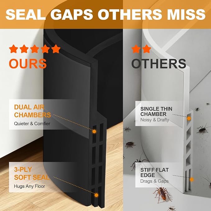 Strong Adhesive Door Sweep for Bottom of Door, Blocks Draft/Dust | 78'' - Image 3