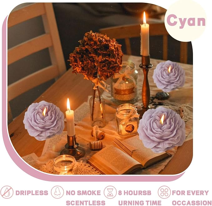 Peony Flower Shape Candle, Soy Wax Scented Decor - Image 2