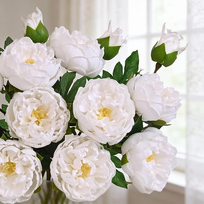 5PCS 22in Peonies Artificial Flowers, Real Touch Latex Fake Peonies | Lifelike - Image 2
