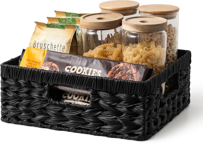 GRANNY SAYS Wicker Baskets for Organizing, Waterproof Black Basket, Woven by GRANNYSAYS