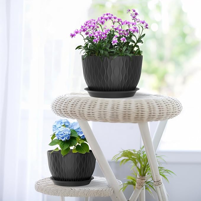 Meowell 12/10/9 inch Large Plant Pots, 3 Pack Wide Flower Pots - Image 7