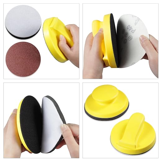 SPEEDWOX 4 Pack 5" Hand Sanding Blocks Round and Mouse-Shaped Hook and Loop - Image 4