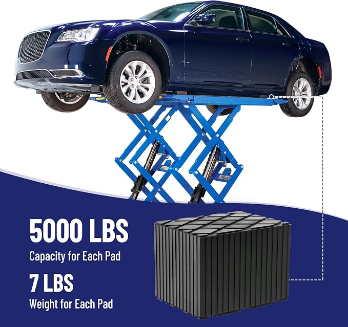 Solid Rubber Auto Lift Pads, 6-1/3" x 4-3/4" x 4.5" | 4 Pack Anti-Skid Lift - Image 3