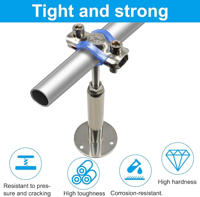 2 PCS 304 Stainless Steel Ceiling Mount Pipe Support Bracket | Heavy Duty - Image 2