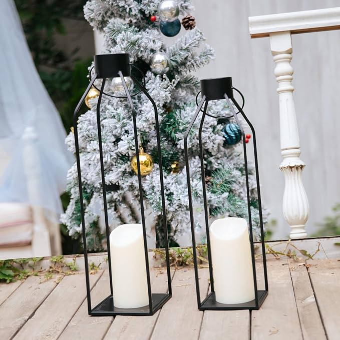 HPC Decor 22'' 19'' Lanterns Decorative w/ Flickering Timer Candles- Large Tall - Image 4