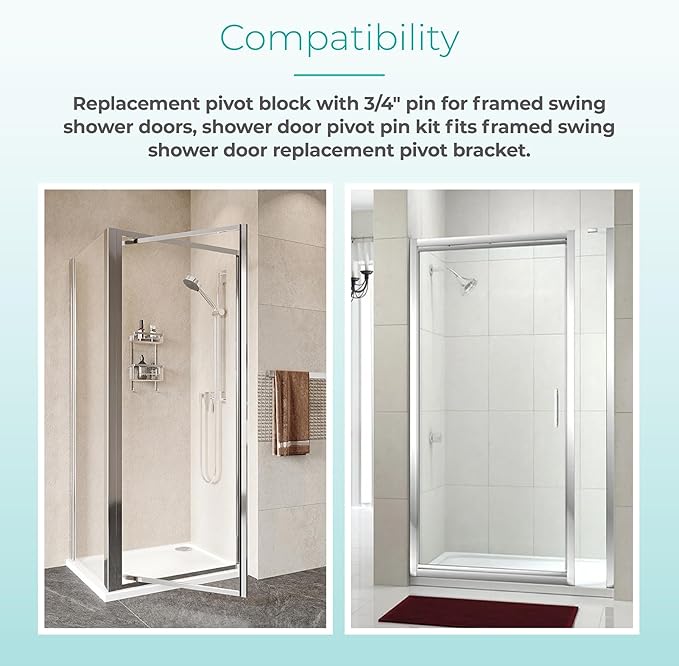 Shower Door Pivot Block with 3/4" Pin - Image 6