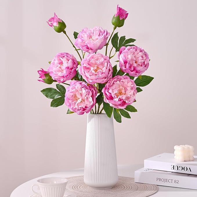 5PCS 22in Peonies Artificial Flowers, Real Touch Latex Fake Peonies | Lifelike - Image 2