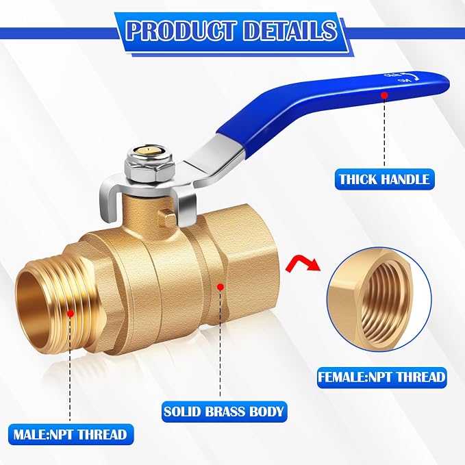 1/2 inch Forged Brass Ball Valve - Image 2
