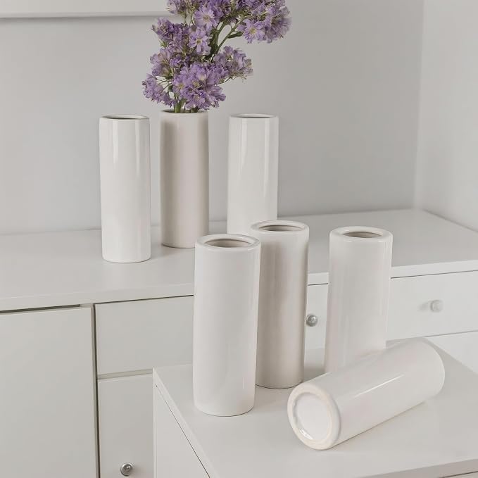 Modern White Ceramic Vase Set of 10 - Image 6