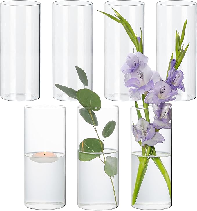 SUPMIND 8inch Glass Cylinder Vases by SUPMIND