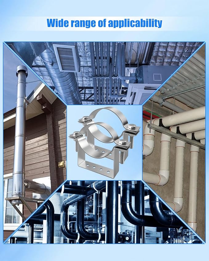 4 Inch Pipe Hanger Chimney Support Bracket | 2 Pcs Heavy Duty Steel Rigid Split - Image 6