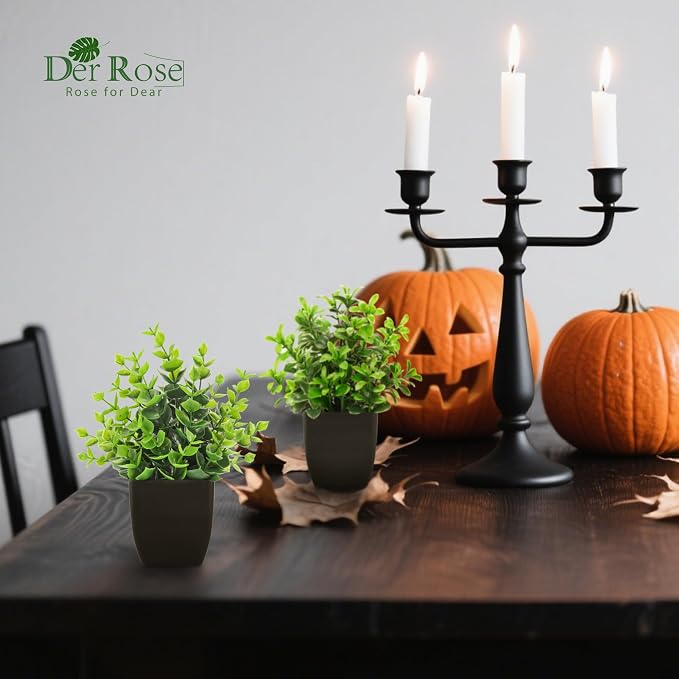 Der Rose 4 Pack Black Bathroom Decor Small Fake Plants, Halloween Decor | - Image 2