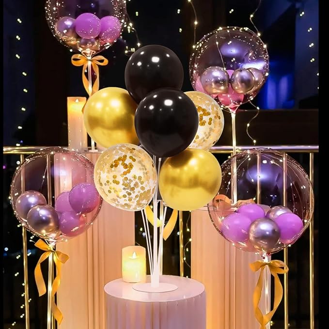 ZJDHPTY 5Set Black and Gold Balloon Stand Centerpiece Table Decorations | - Image 4