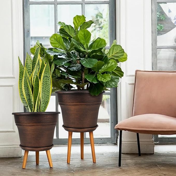 Plant Planters Pots Set of 4 Pack 8 Inch, Plastic Flower Pot - Image 6