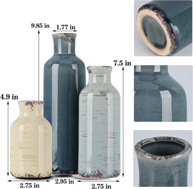 Multicolor Ceramic Vase Set of 3 - Image 2