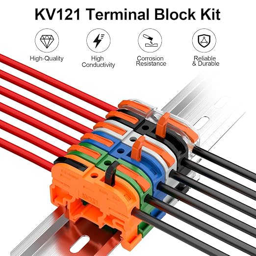 KV121 Terminal Block Kit, 24-12 AWG Compact Lever Wire Connectors | 600V 32A - Image 2