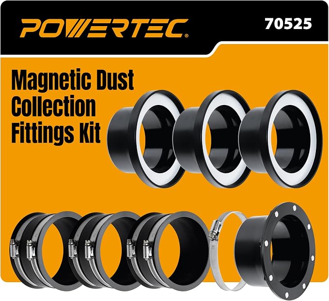 POWERTEC 70525 4" Magnetic Dust Collection Fittings Starter Kit by POWERTEC