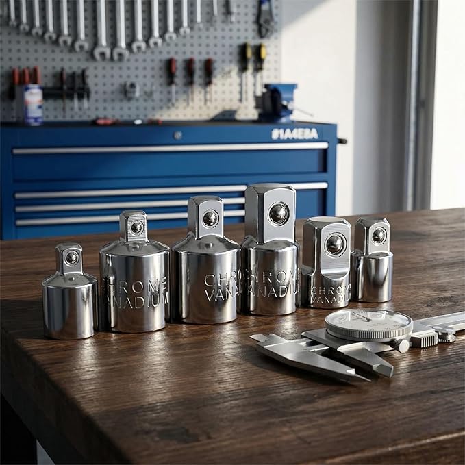 6 PCS Socket Adapter and Reducer Set, 1/4 to 3/8, 3/8 to 1/2, 1/4 to 1/2 Impact - Image 5