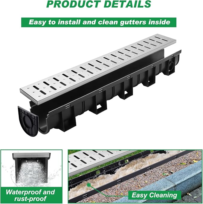 3 Set Black Driveway Channel Drain - Image 3
