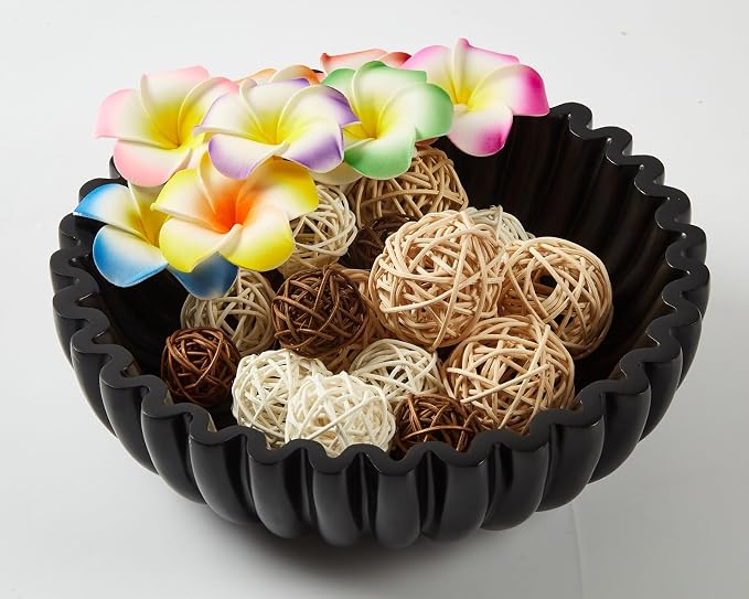 Ruffle Decor Large Decorative Bowl, fruit bowl kitchen stone bowl, bowl decor by Unknown