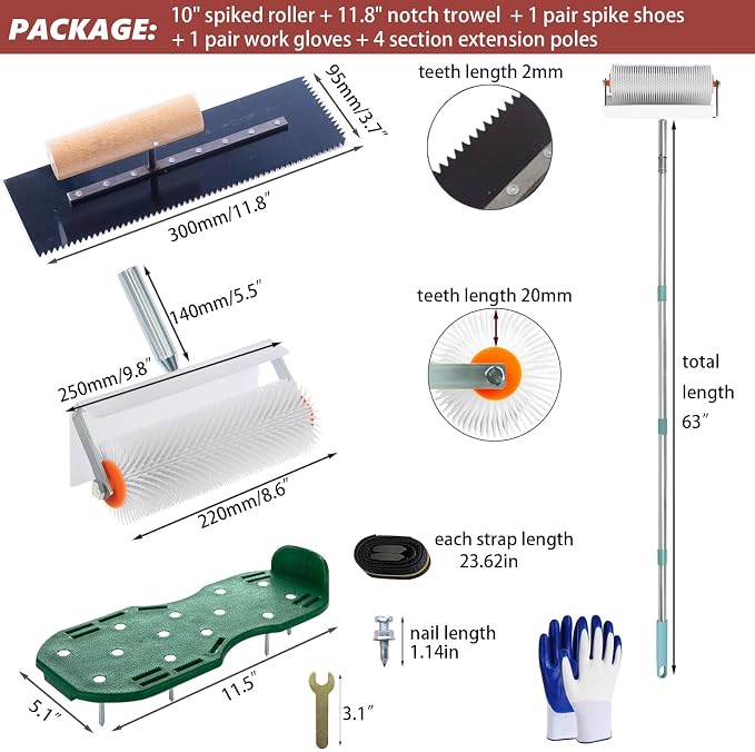 Self Leveling Tools Kit 10 inch Spiked Roller - Image 6