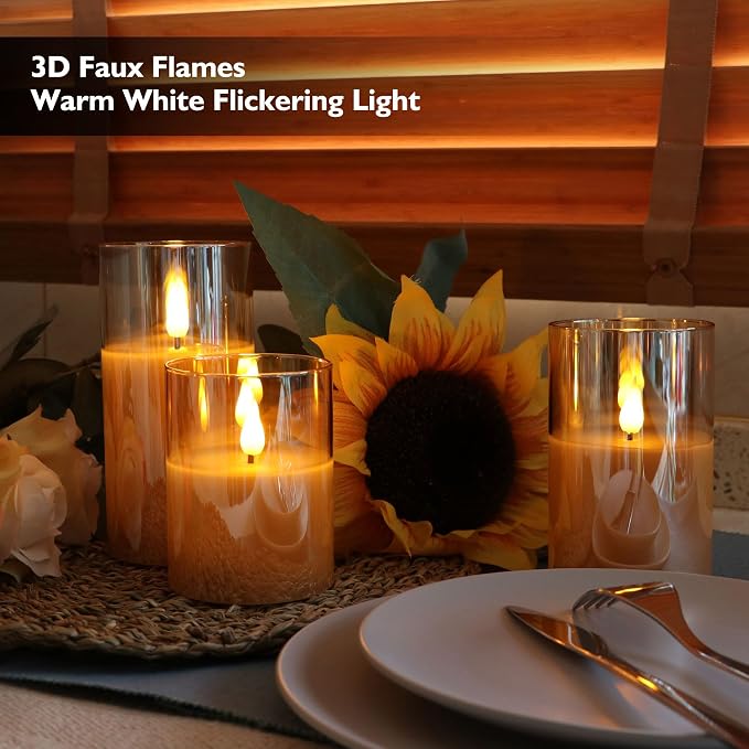 Rhytsing Gold Glass Battery Operated Candles - Image 3