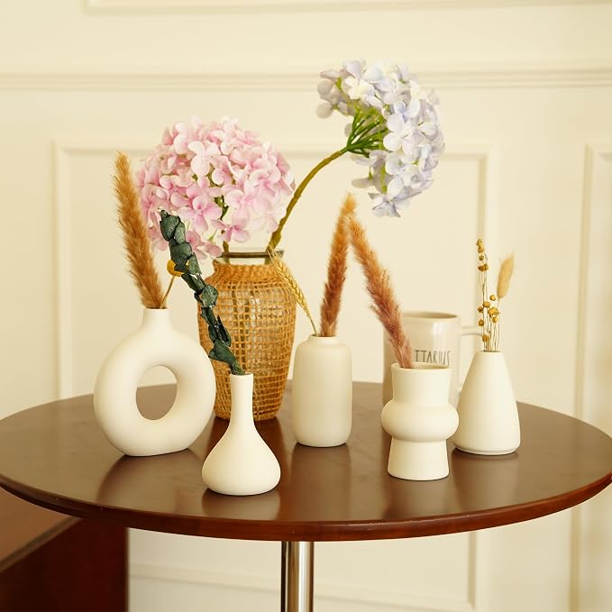 Small White Ceramic Vase Set of 10 Ceramic Bud Vases in Bulk Farmhouse Vase | - Image 4