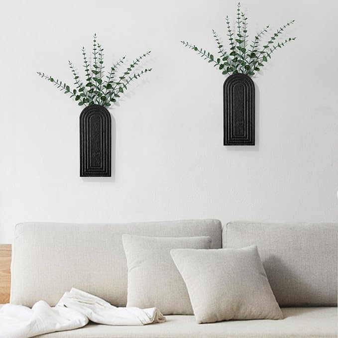 Handmade Wooden Wall Vases Set of 2 - Image 2