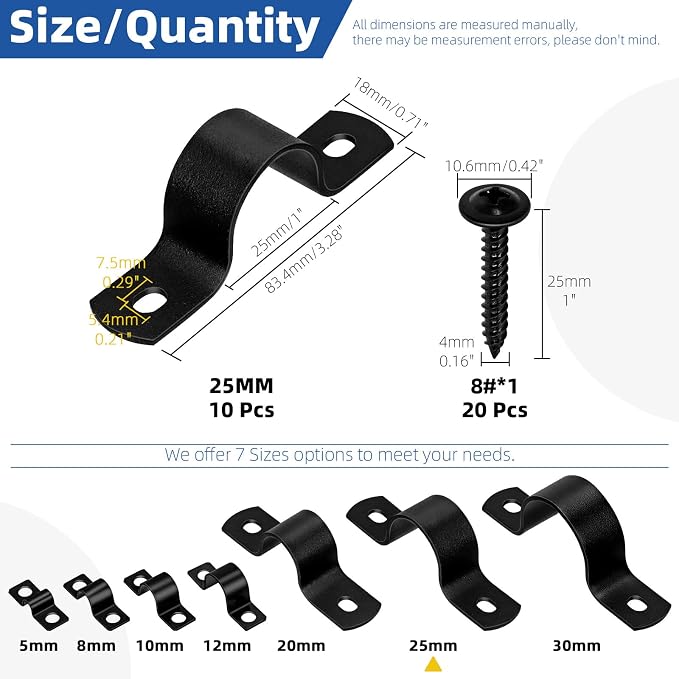 Glarks 10pcs 25mm Pipe Strap Clamp - Image 2