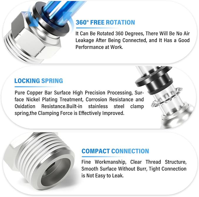 TAILONZ PNEUMATIC Male Straight 12mm Tube OD x 1/2 Inch NPT Thread Push to - Image 3