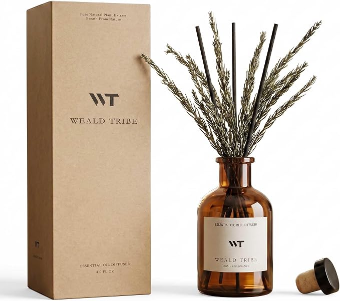 Reed Diffuser Set for Bathroom Air Fresheners, Oil Diffuser Sticks | French by WEALD+TRIBE