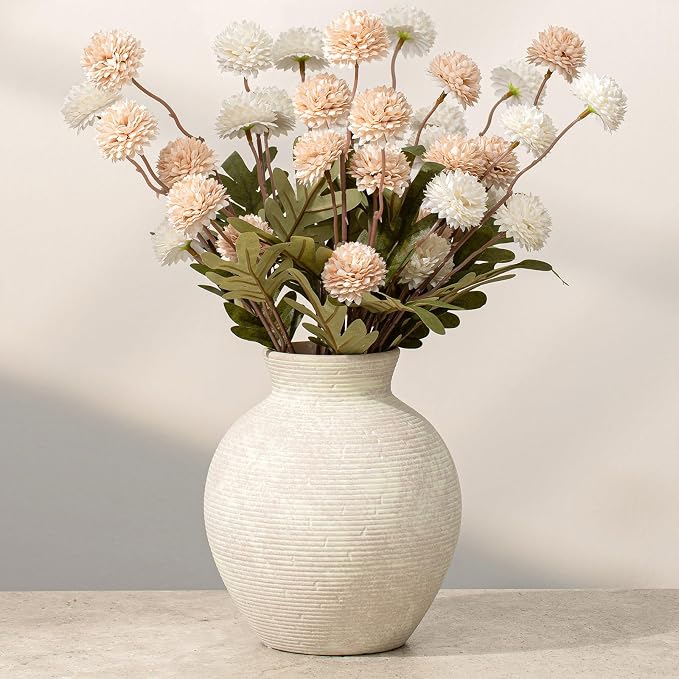 7.48 Inch Vintage Ceramic Flower Vase, Rustic Farmhouse Vase by BLLOOO
