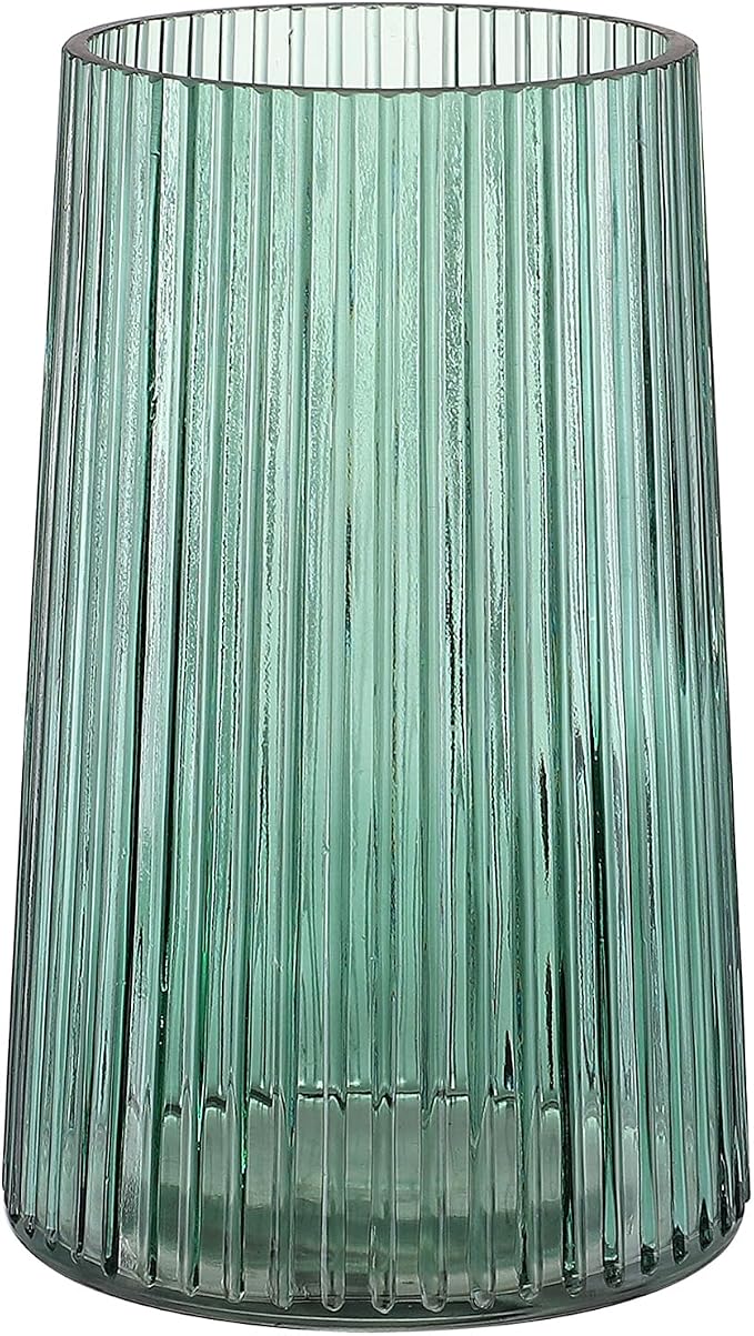 Green Glass Vase for Flower, Flower Vase for Bouquet, Modern Glass Vases by MARTAGE