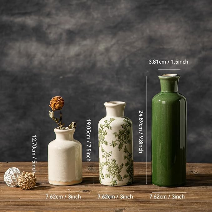 Rustic Ceramic Vase Set of 3, Flower Vases - Image 7