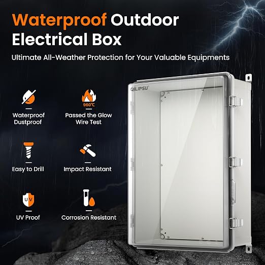 QILIPSU UL94-V0 Outdoor Electrical Box 24.2"x16.4"x9.1" Waterproof Junction Box - Image 3